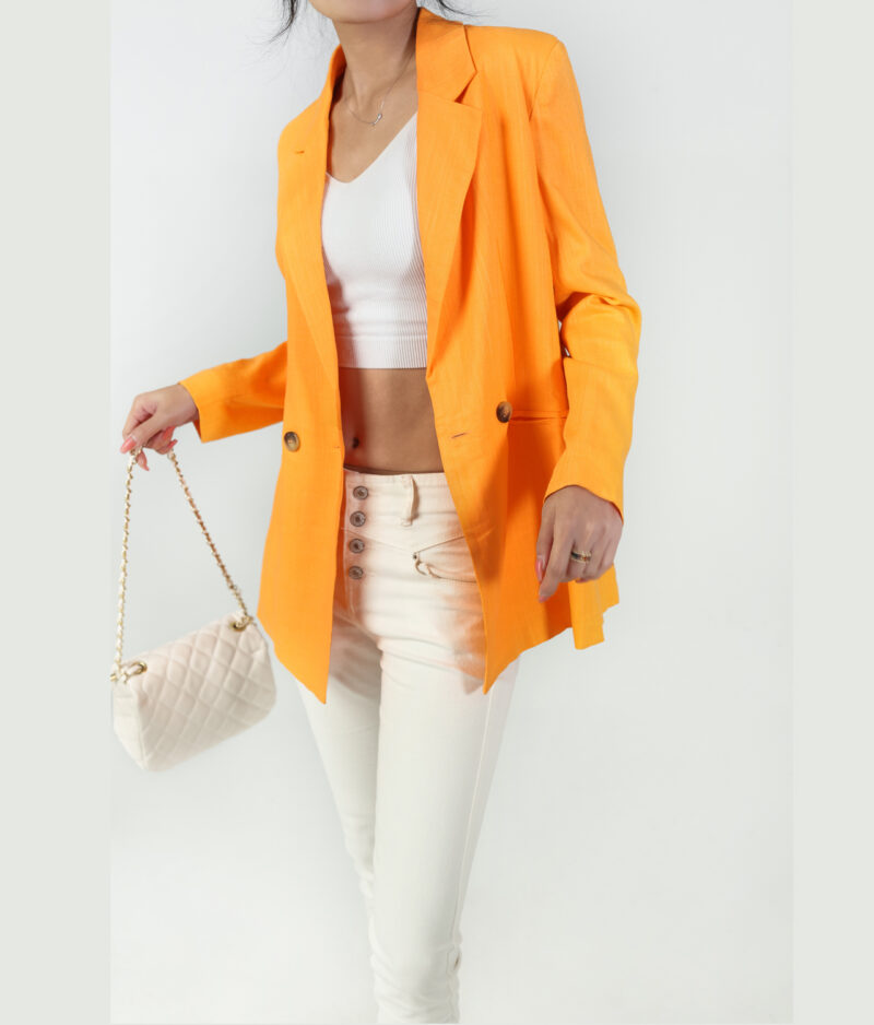 Leinenblazer 8762-Kupferose-Orange
