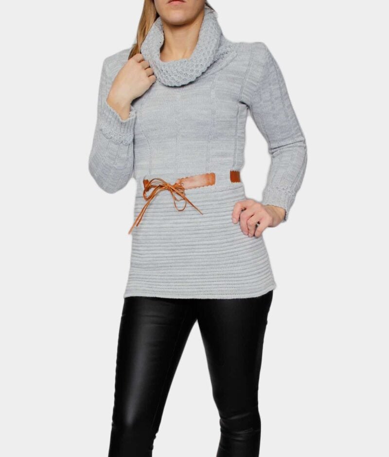 Pleten pulover s pasom 2225-l.gray