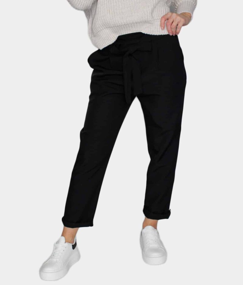 Ženske hlače s pasom 6153-black