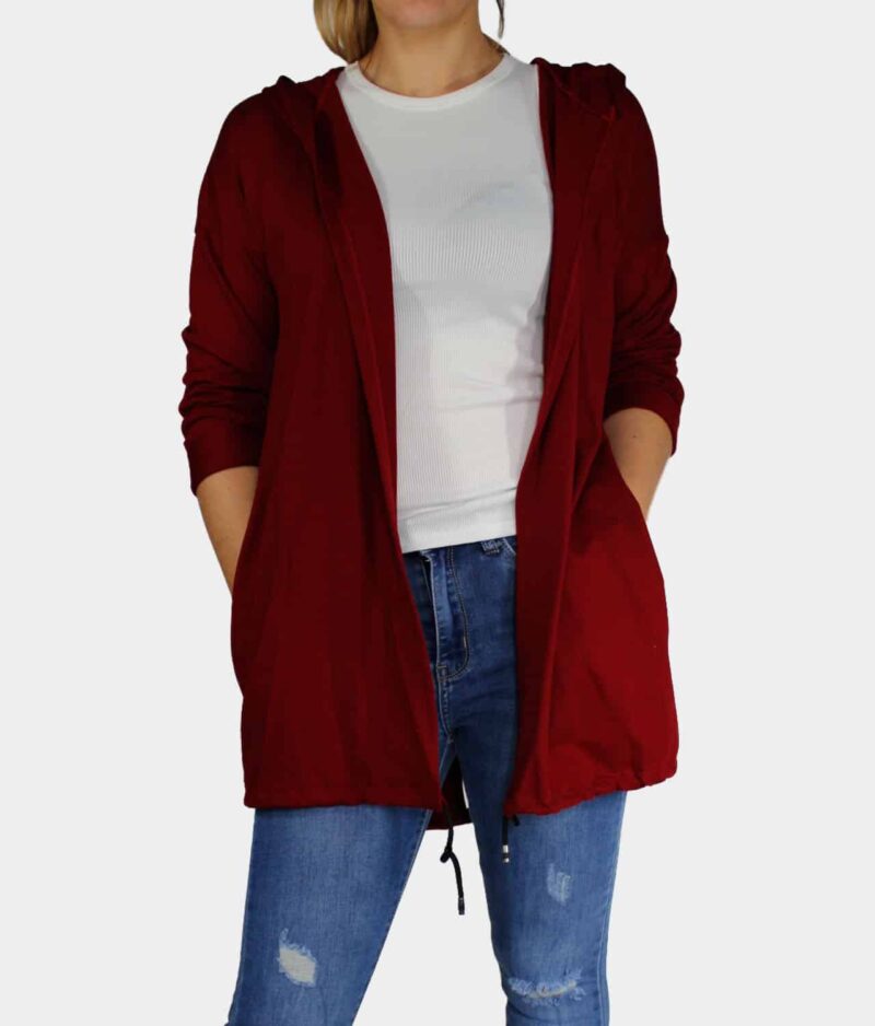 Ženska jopica s kapuco 8362-bordo