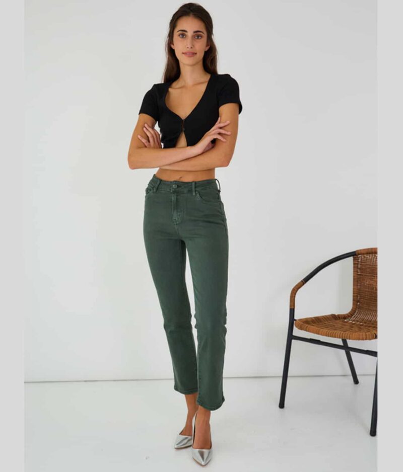 Hlače s ravnim nogavicama H6972-kaki.a