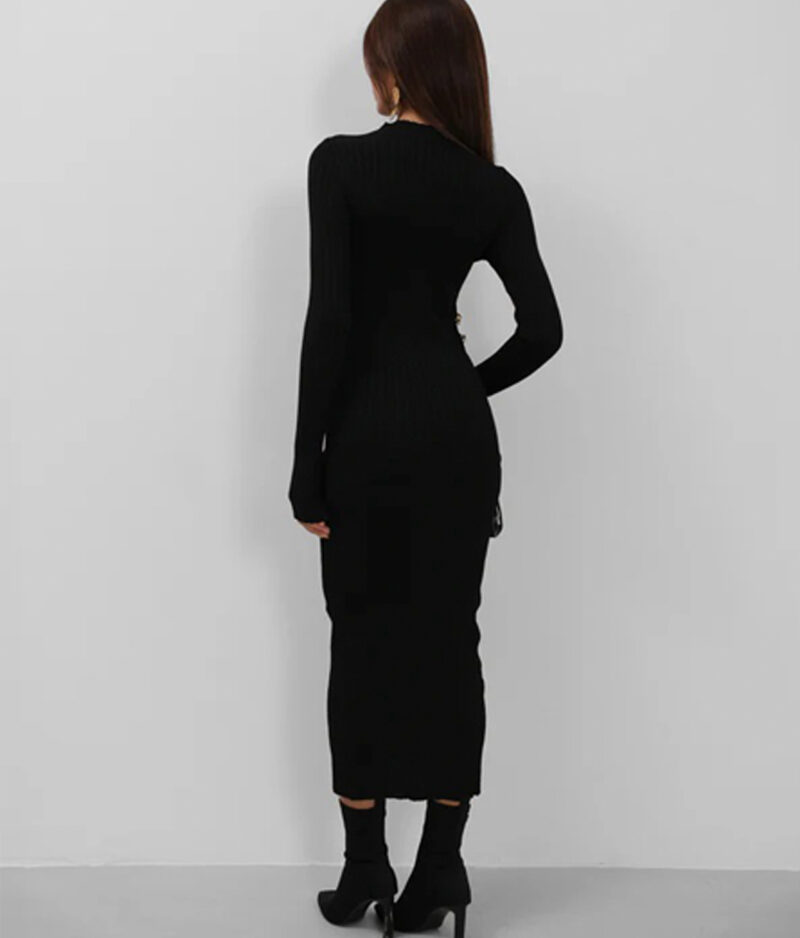 Schwarzes Strickkleid 24w25069.e