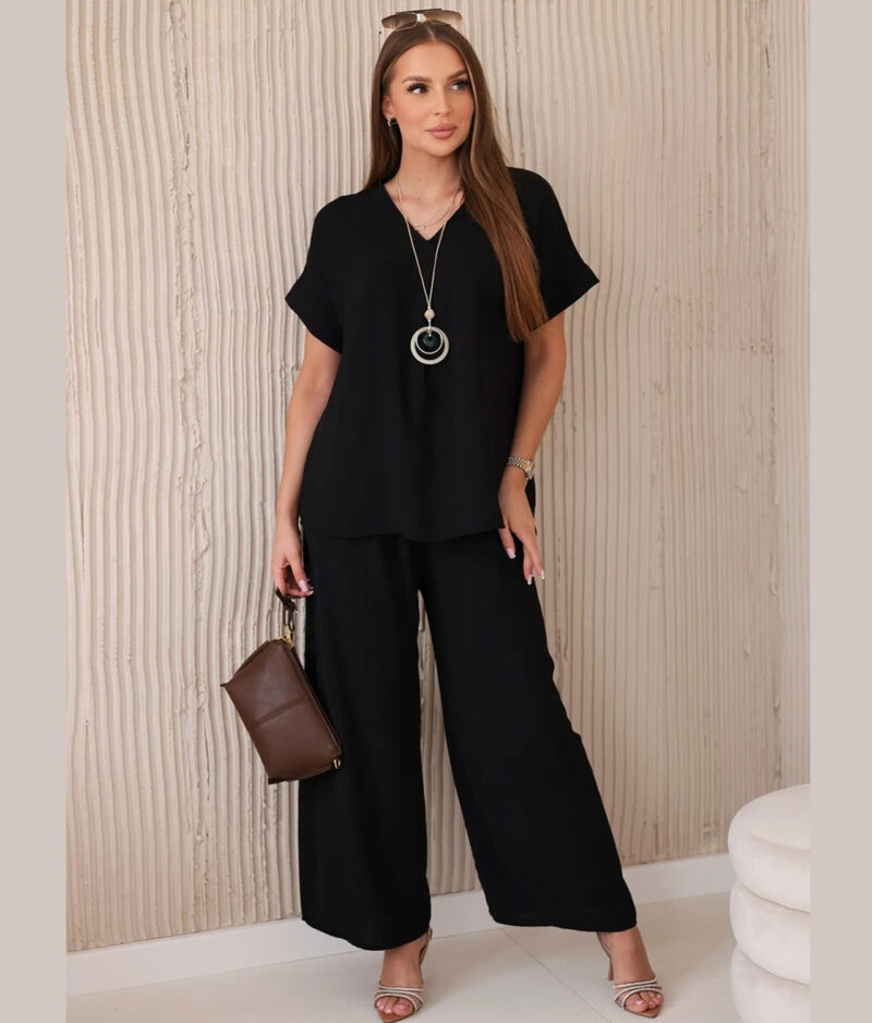 Hosen- und T-Shirt-Set 6433-Schwarz