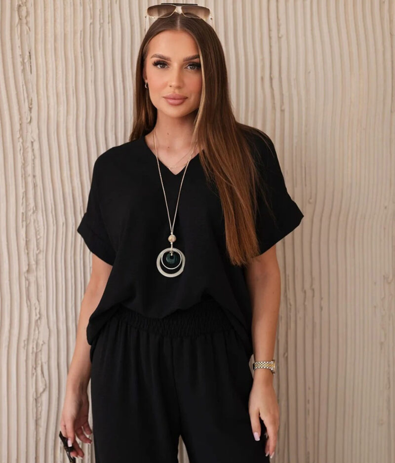 Komplet hlače z majico 6433-black.2