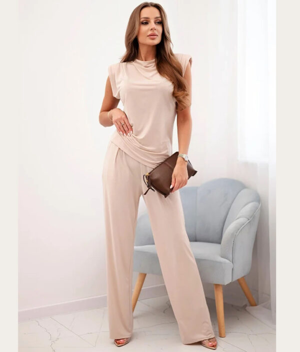 Komplet majice in hlač 10064-beige