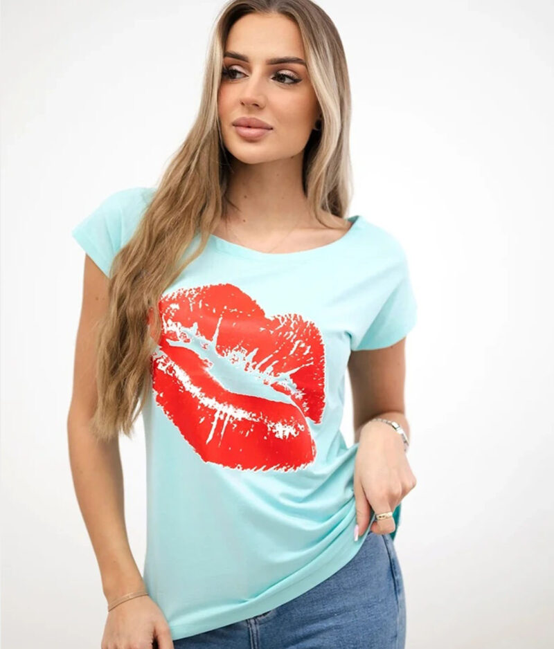 Kurzarm-T-Shirt mit Aufdruck 8985-mint.1