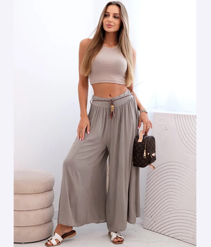 Damenhose aus Viskose mit weitem Bein 81733-fango