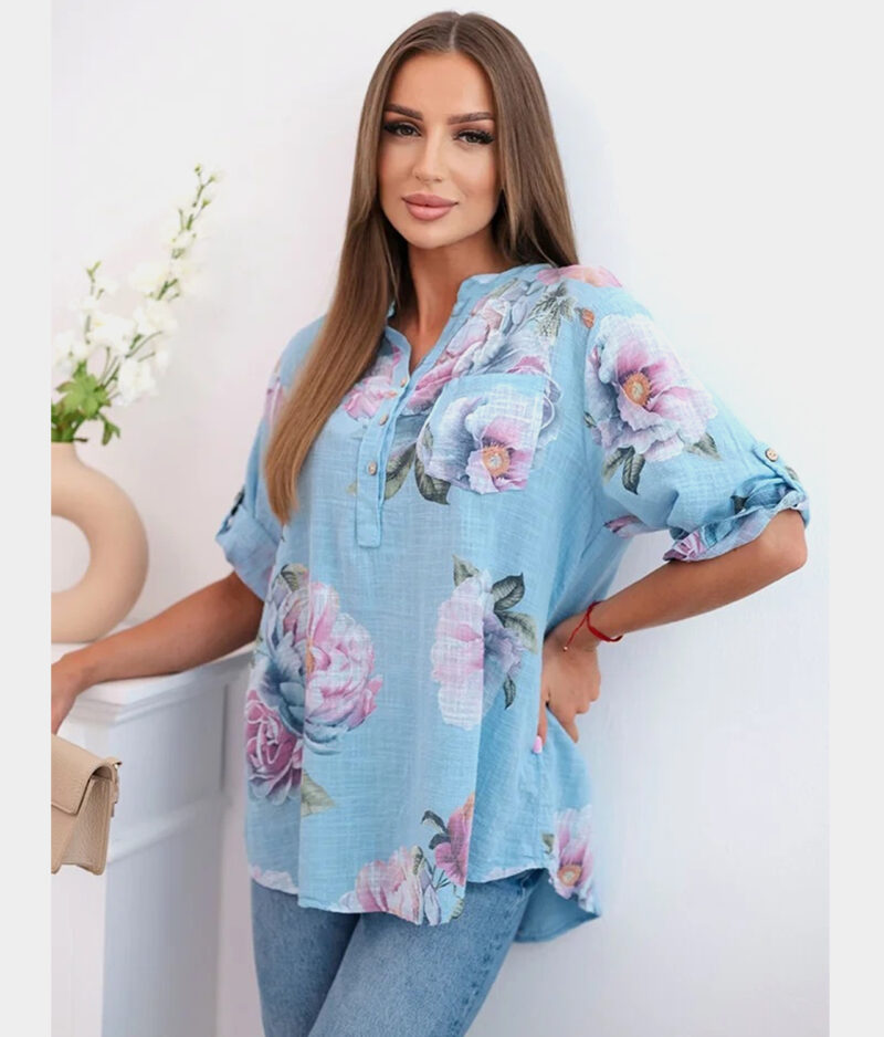 Pamučna bluza s printom 12038-plava.a