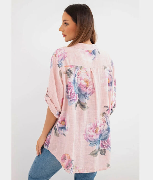 Pamučna bluza s printom 12038-ružičasta.a