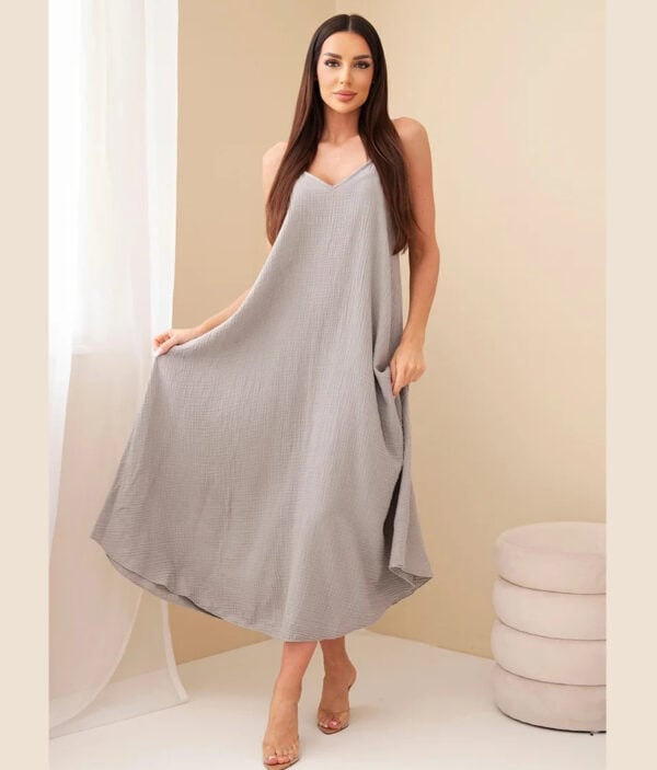 Domov 28 Dolga ženska obleka muslin 88534-fango