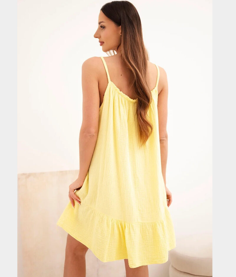 Kratka muslin obleka z naramnicami IT-70-yellow.b