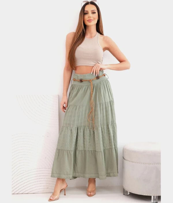 Maksi bombažno krilo 3240-khaki