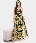 Maksi obleka s potiskom lemon 21982-3-black