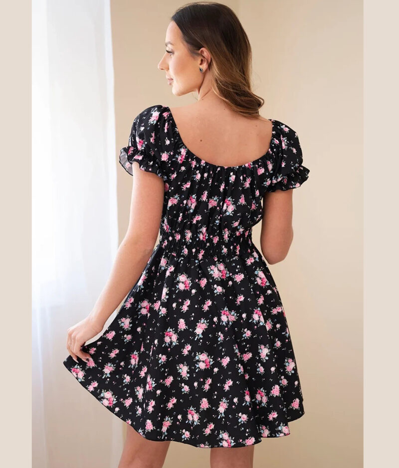Minikleid mit Blumenmuster 23797-black.a