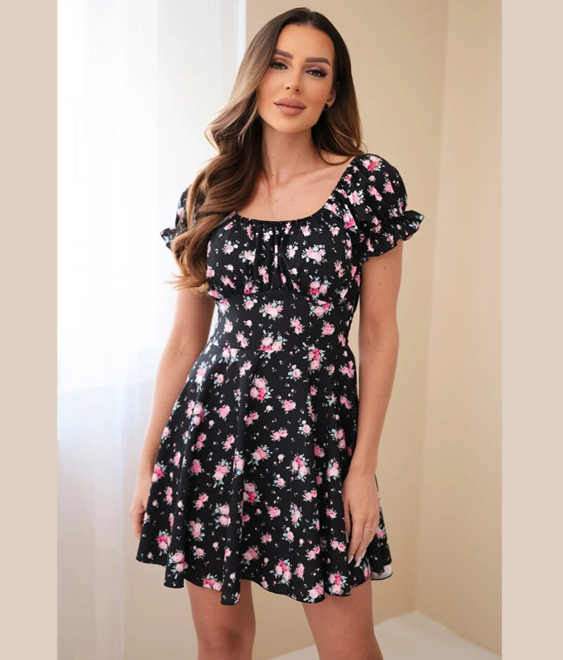 Minikleid mit Blumenmuster 23797-black.b