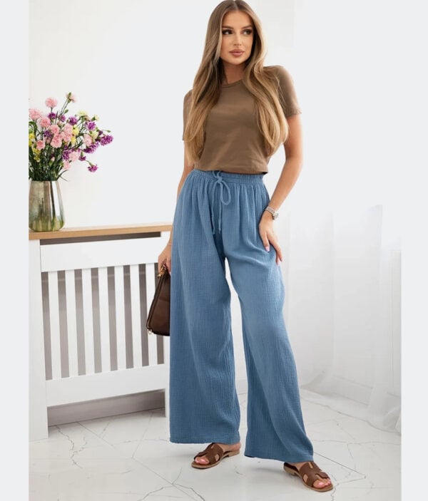 Domov 8 Muslin hlače s širokimi hlačnicami 3204-blue