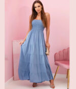 Poletna dolga obleka 4635-blue