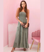 Poletna dolga obleka 4635-khaki